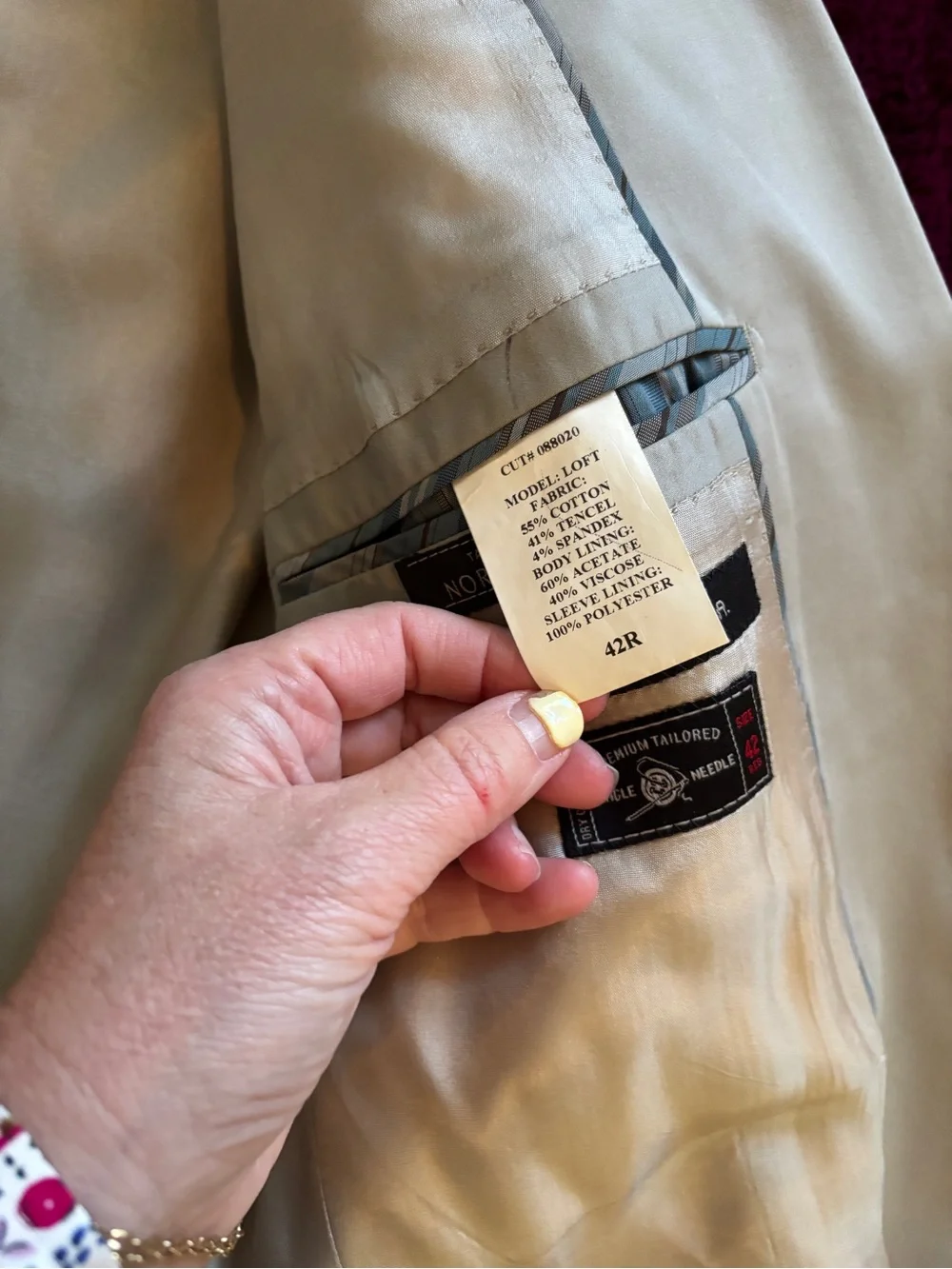 John Varvatos Men's tan Single-Breasted chino blazer 42R